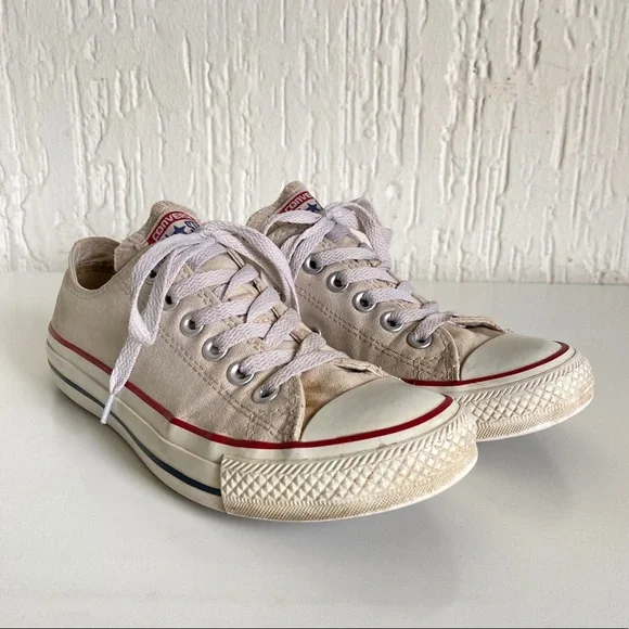 Converse White All Star Low Top Sneakers Size 7 - Picture 2 of 12